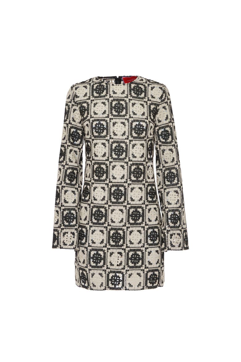 Mini Supremes Swing Dress, Alternate, color, Mini Tiles Macrame' Black