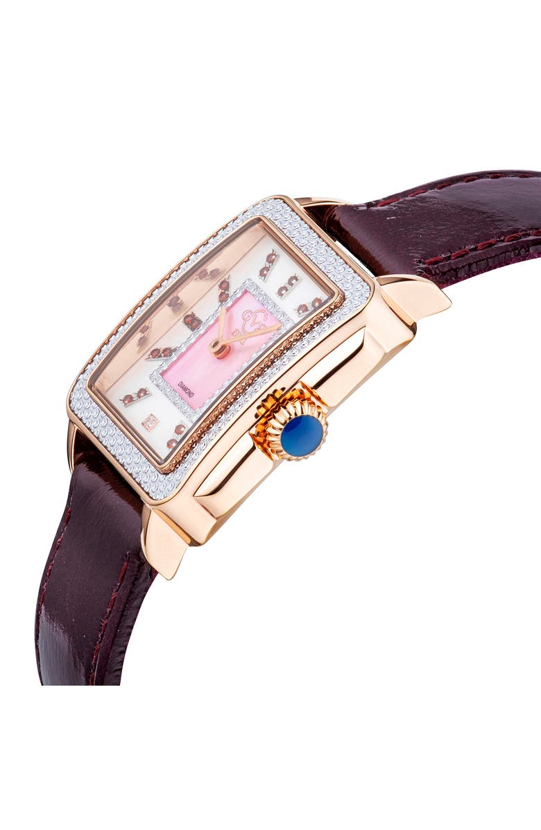 GV2 Padova Diamond Leather Strap Watch, 27mm x 30mm - 0.0116ct., Alternate, color, Purple