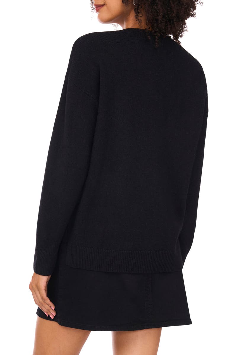 Vince Camuto Sequin Beaded Embroidery Detail Sweater, Alternate, color, Rich Black