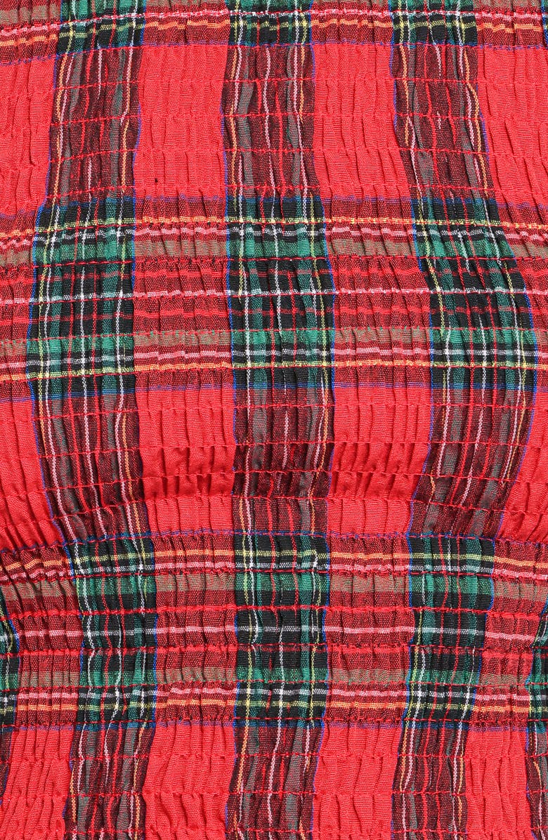 Petal & Pup Lillee Smocked Crop Top, Alternate, color, Red Plaid