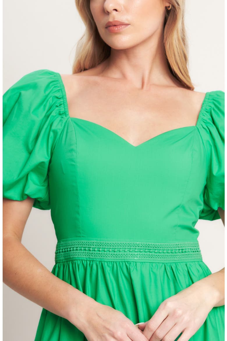 Puff Sleeve Tiered Maxi Dress, Alternate, color, GREEN