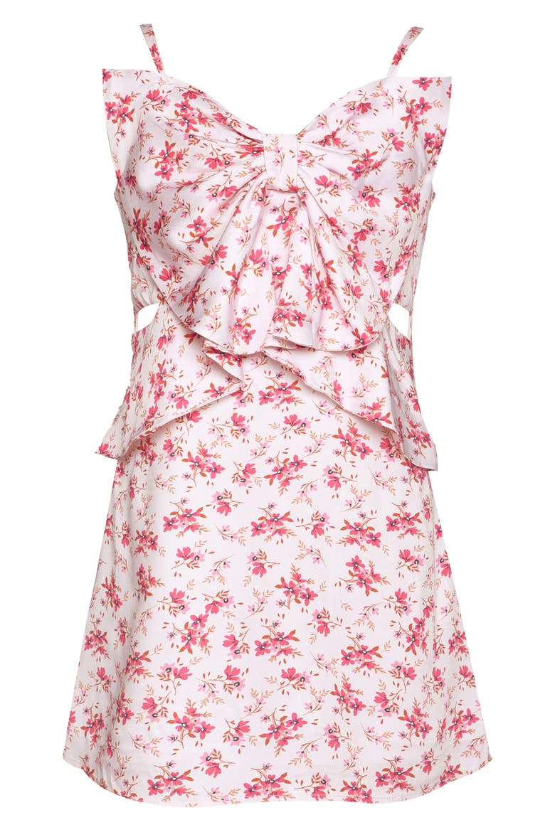 Kids' Bow Front Party Dress, Main, color, WHITE MULTI