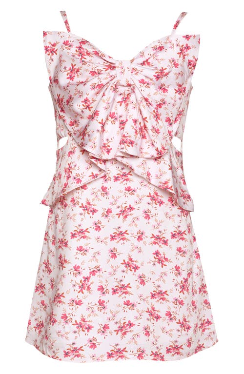 Hannah Banana Kids' Bow Front Party Dress In White Multi