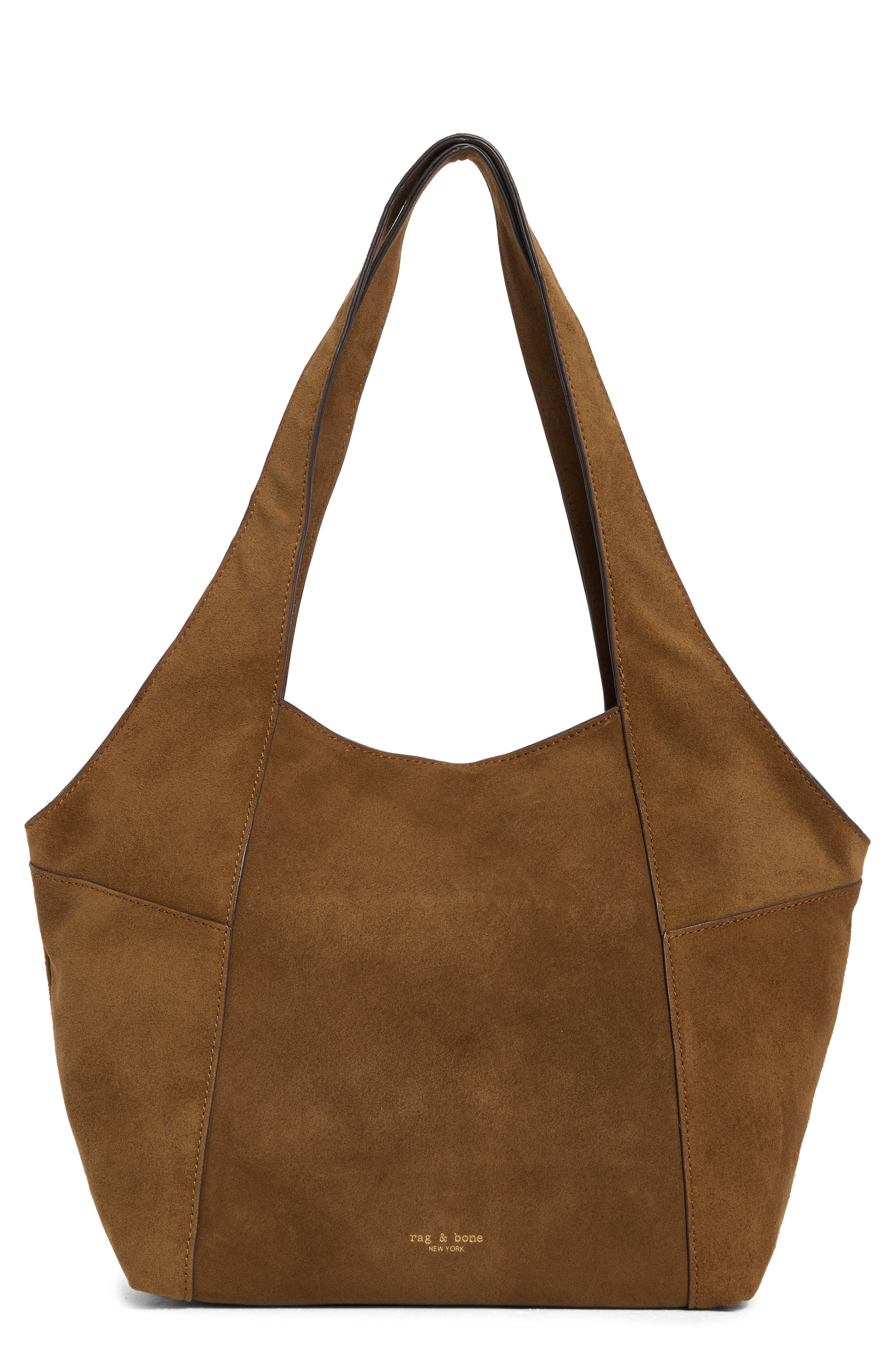 rag & bone Small Brayton Suede Shopper, Main, color, Golden Brown
