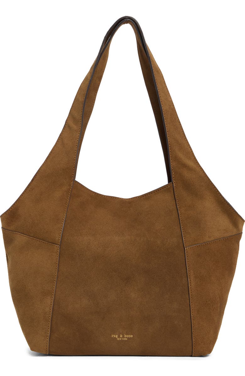 rag & bone Small Brayton Suede Shopper, Main, color, Golden Brown