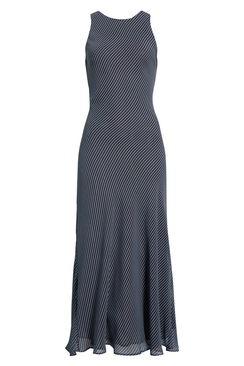 Micca Stripe Drape Back Dress, Alternate, color, BLUE BROWN STRIPE