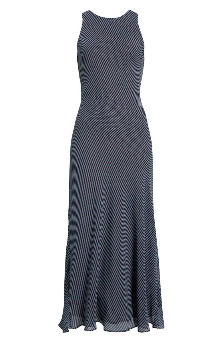 MAUDE CLUB Micca Stripe Drape Back Dress, Alternate, color, Blue Brown Stripe