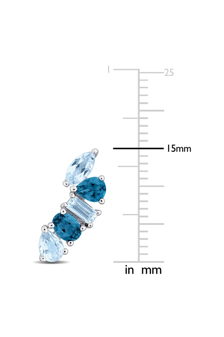 Sterling Silver Multi-Shaped Blue Topaz Climber Earrings, Alternate, color, BLUE