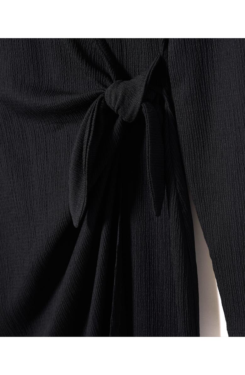 MANGO Textured Long Sleeve Wrap Dress, Alternate, color, 