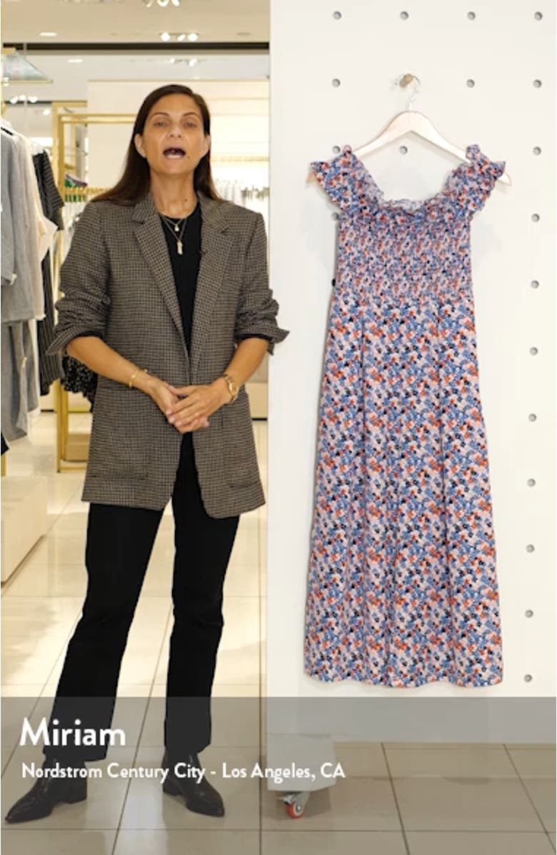 Floral Smocked Off the Shoulder Jumpsuit, sales video thumbnail