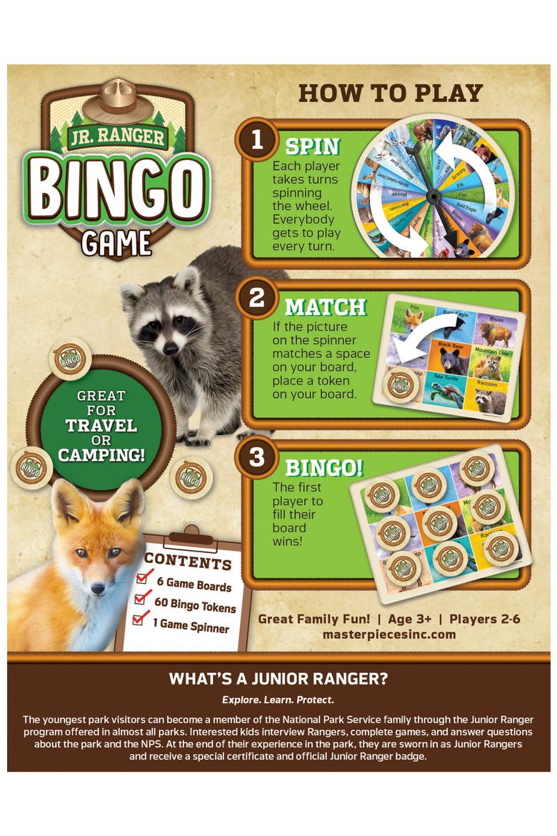 Jr. Ranger Bingo Game, Alternate, color, Multicolor