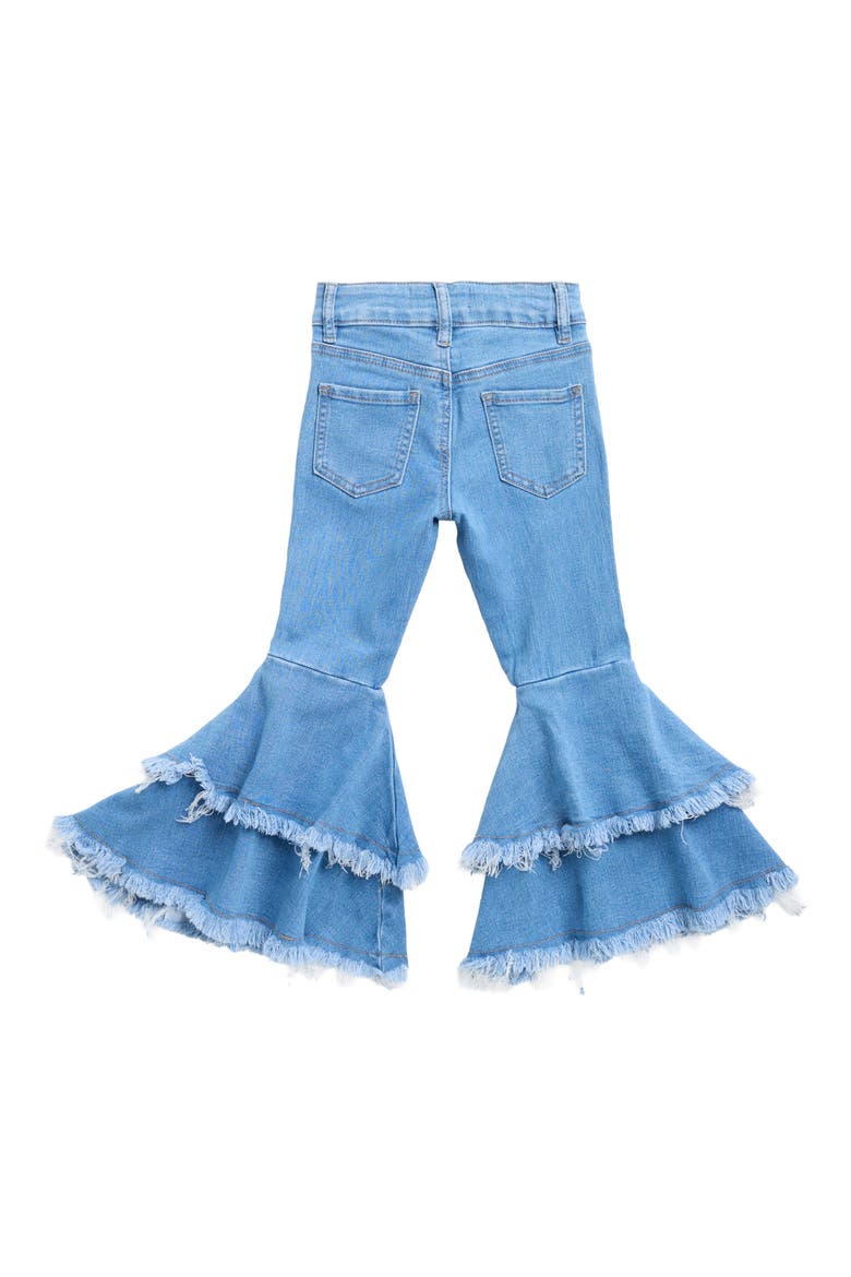 Kids' Double Ruffle Flare Jeans, Alternate, color, LIGHT WASH