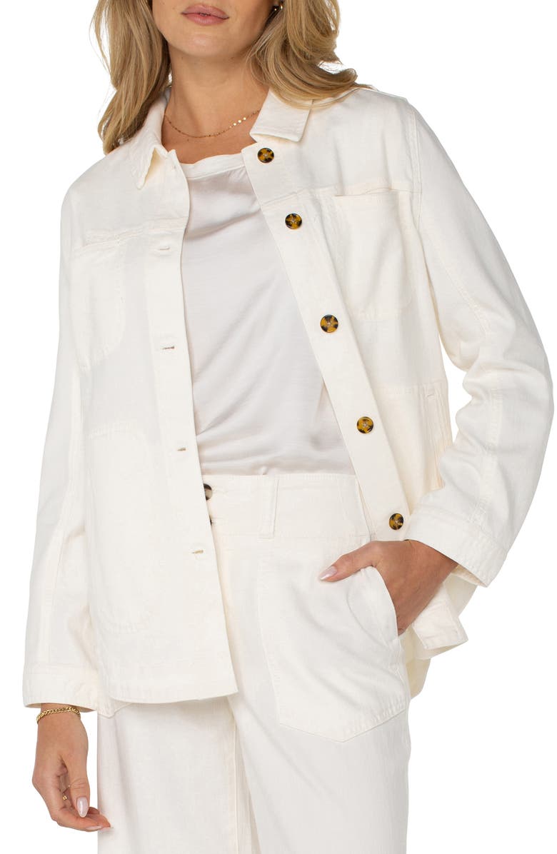 Liverpool Los Angeles Denim Shirt Jacket, Main, color, Whipped Cream