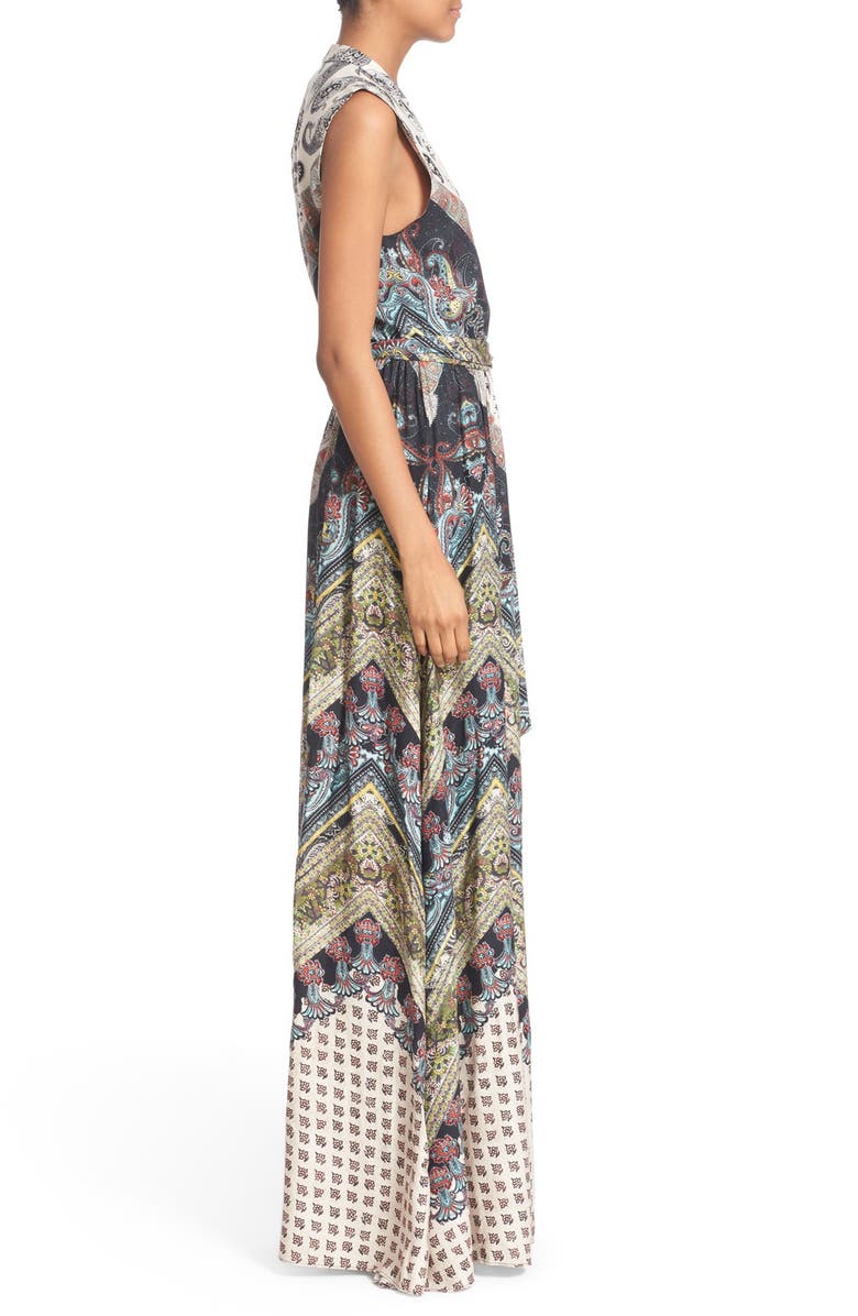 Alice + Olivia 'Marianna' Mixed Print Maxi Dress, Alternate, color, 