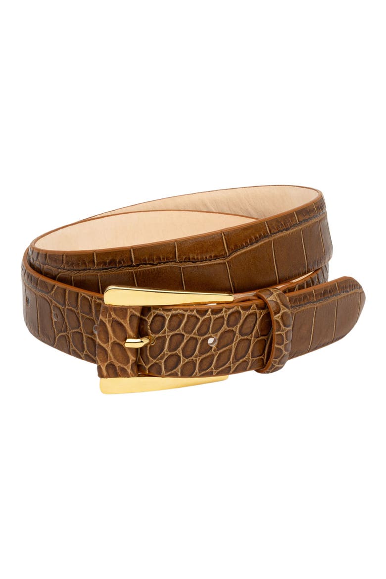Maia Leather Belt, Alternate, color, TUSCAN CROC/ GOLD