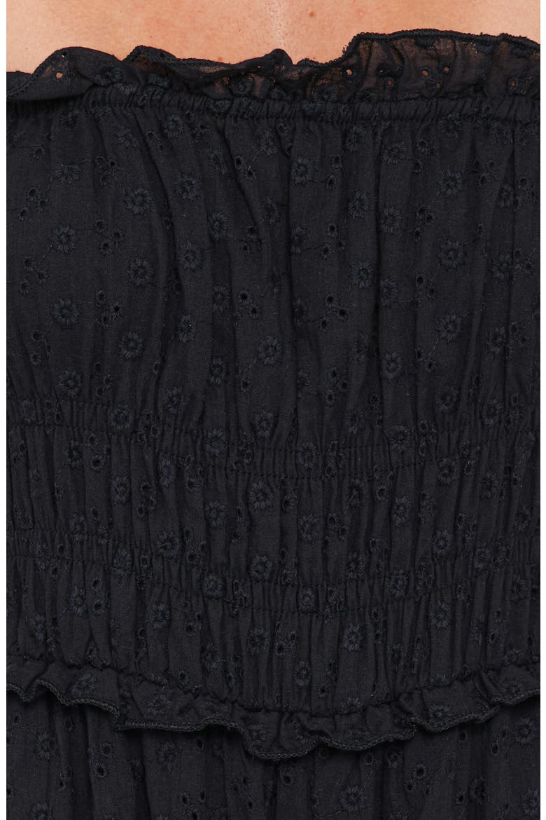 Yulissa Strapless Eyelet Jumpsuit, Alternate, color, BLACK BRODERIE