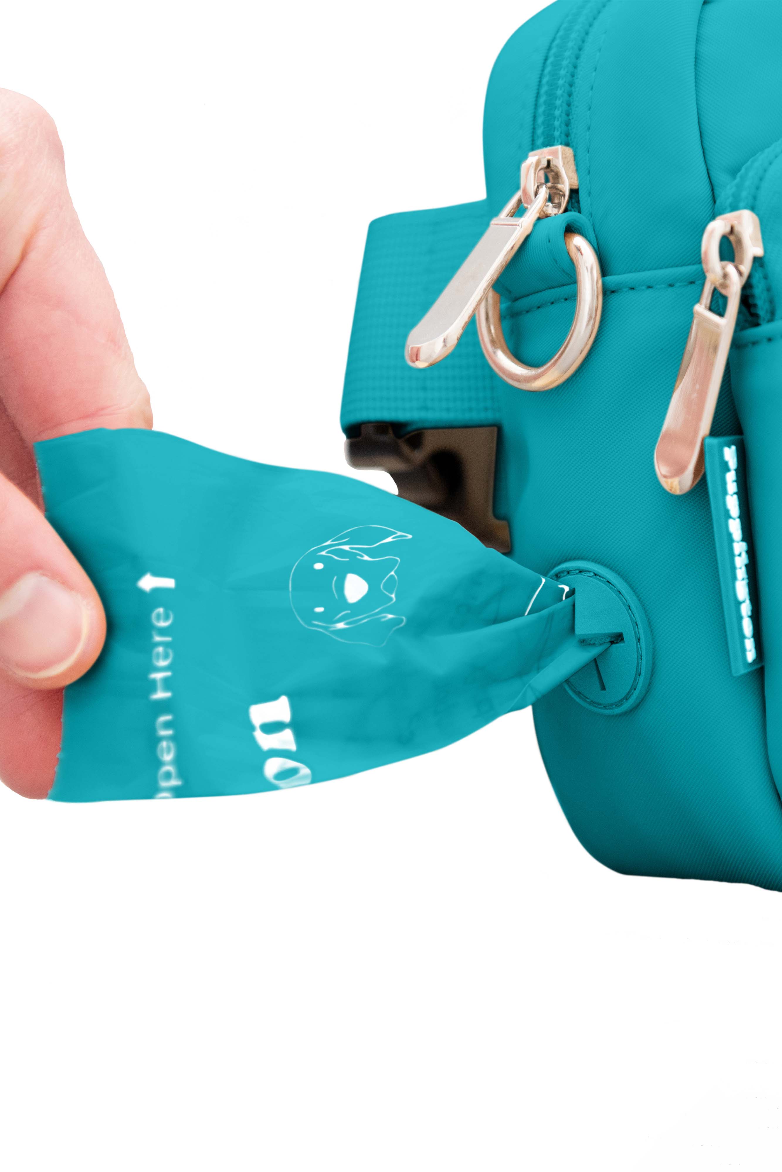 3-in-1 Dog Walking Bag with Waste Bags plus Travel Bowl, Alternate, color, Lagoon Teal