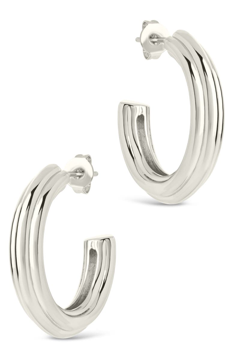 Sterling Forever Allistar Triple Row Tube Hoop Earrings, Alternate, color, Silver