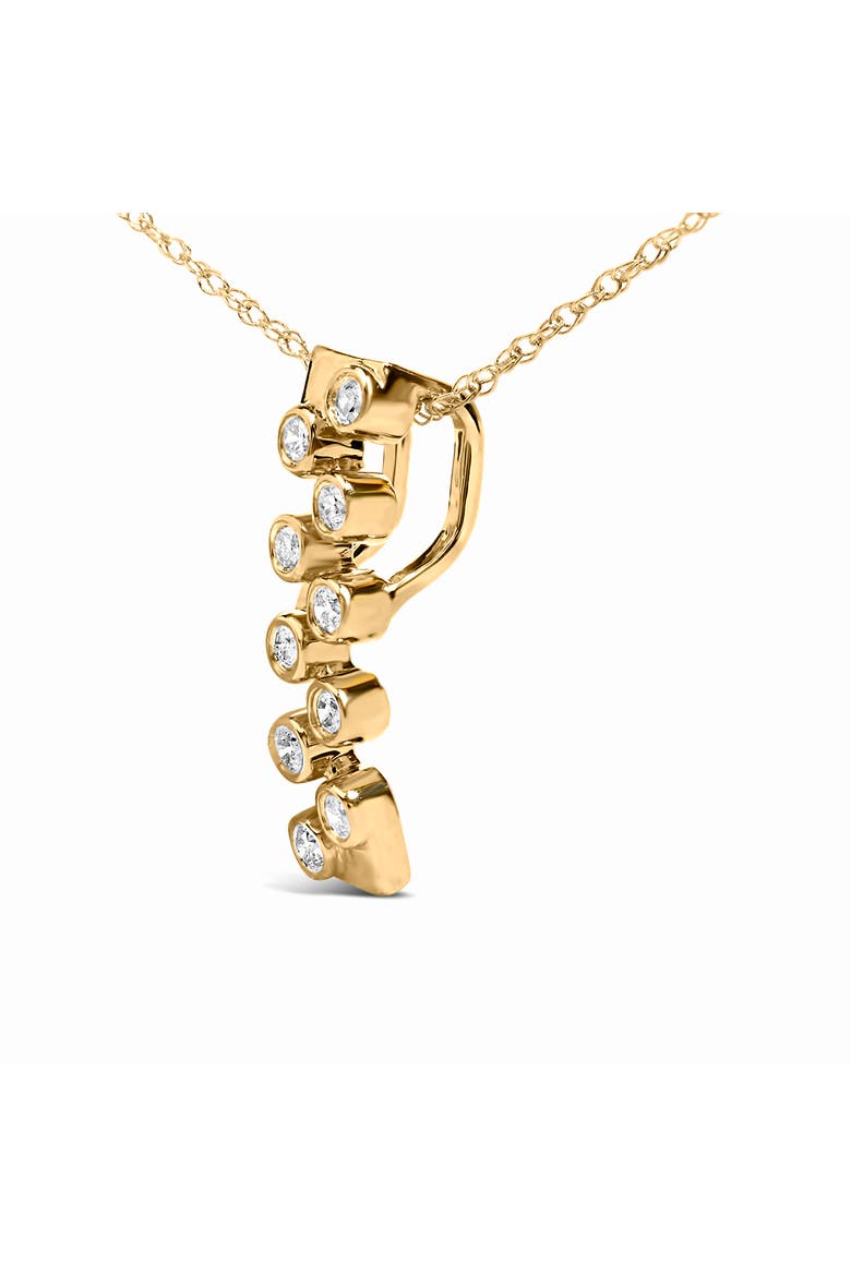 14K Yellow Gold Bezel Set 1/7 Cttw Diamond Vertical Bar Pendant Necklace, Alternate, color, Yellow Gold