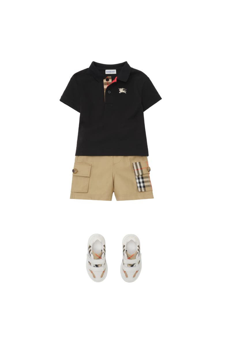 Burberry Check Trim Cotton Cargo Shorts, Alternate, color, Sand Beige