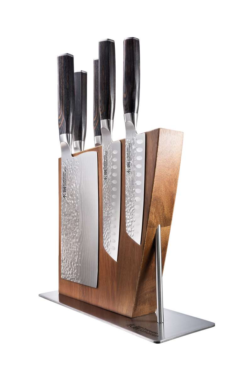 Cuisine::pro<sup>®</sup> Damashiro EMPEROR<sup>®</sup> 6-Piece Nanashi Knife Block, Alternate, color, Silver