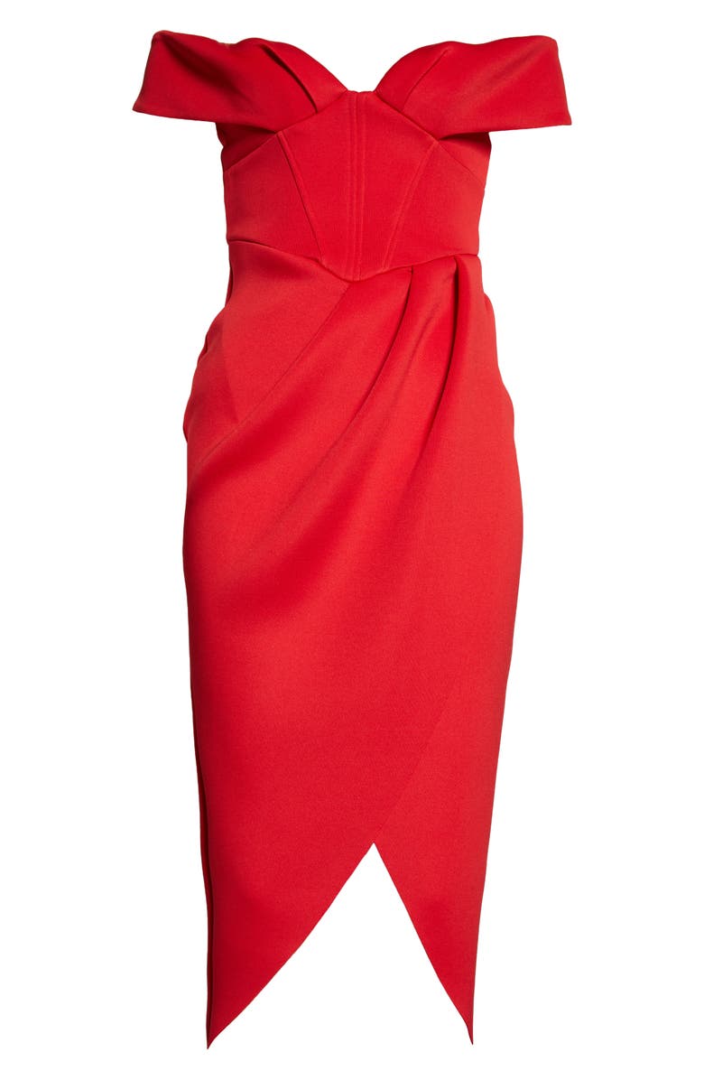 ASOS DESIGN Corset Off-the-Shoulder Midi Dress, Alternate, color,