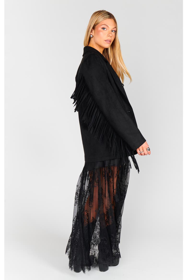 Sierra Fringe Jacket, Alternate, color, Black Faux Suede
