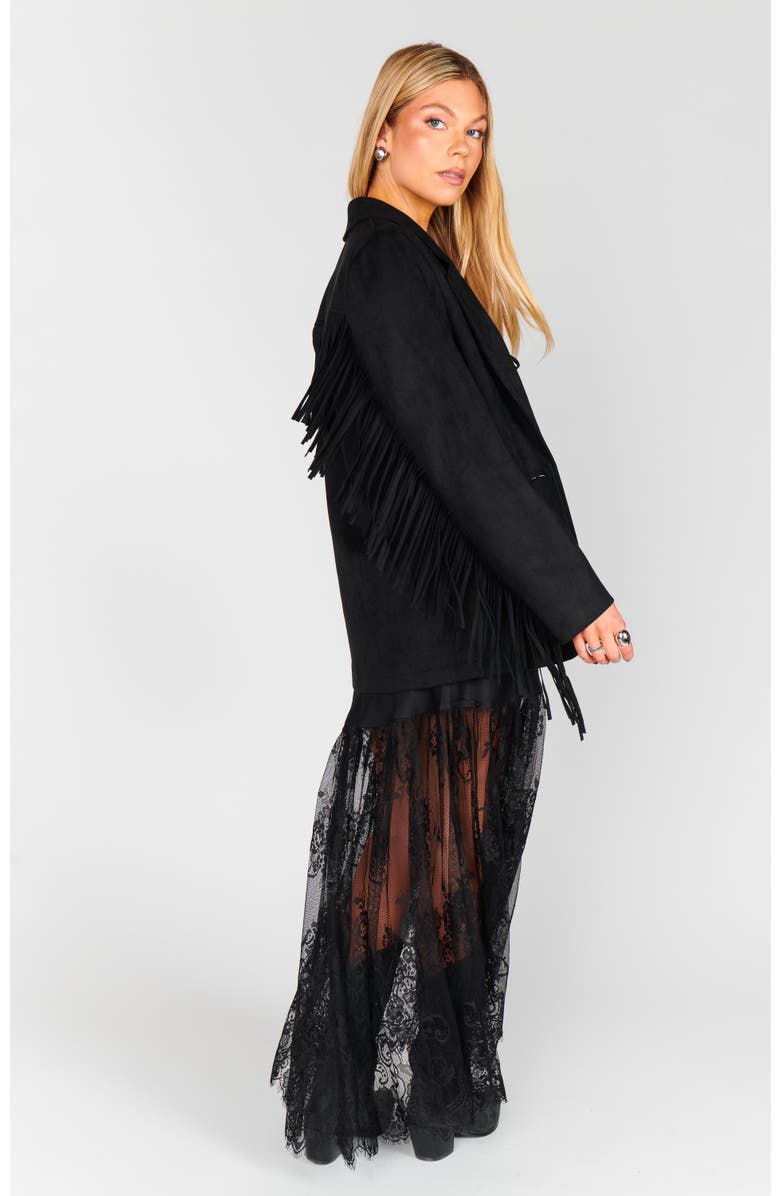 Show Me Your Mumu Sierra Fringe Jacket, Alternate, color, Black Faux Suede