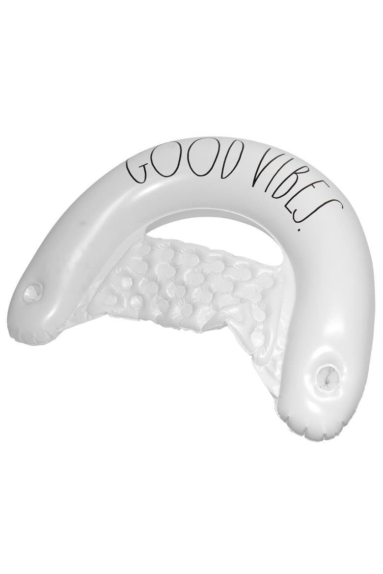 Good Vibes Chair Lounger 55 inch x 36 inch Water & Pool Inflatable, Alternate, color, White