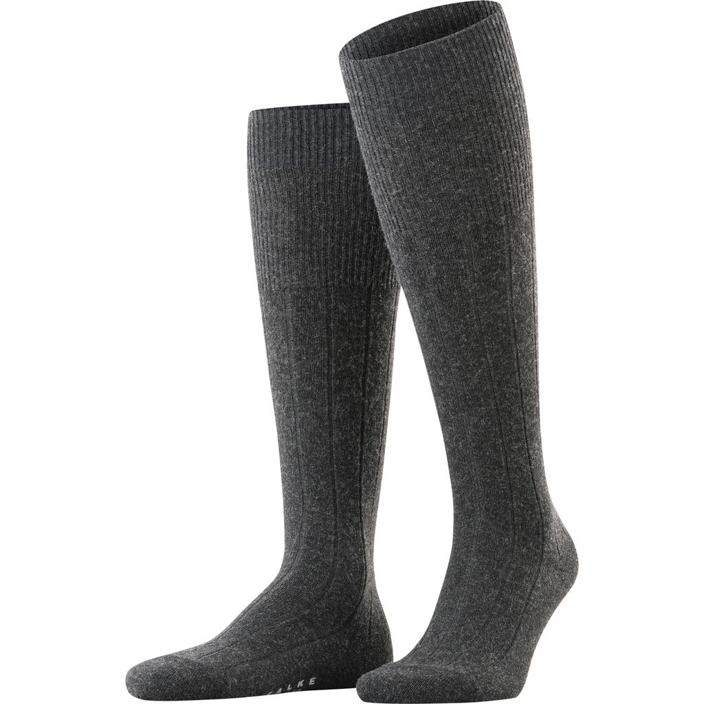 Falke Lhasa Rib Wool Cashmere Knee High Socks In Gray