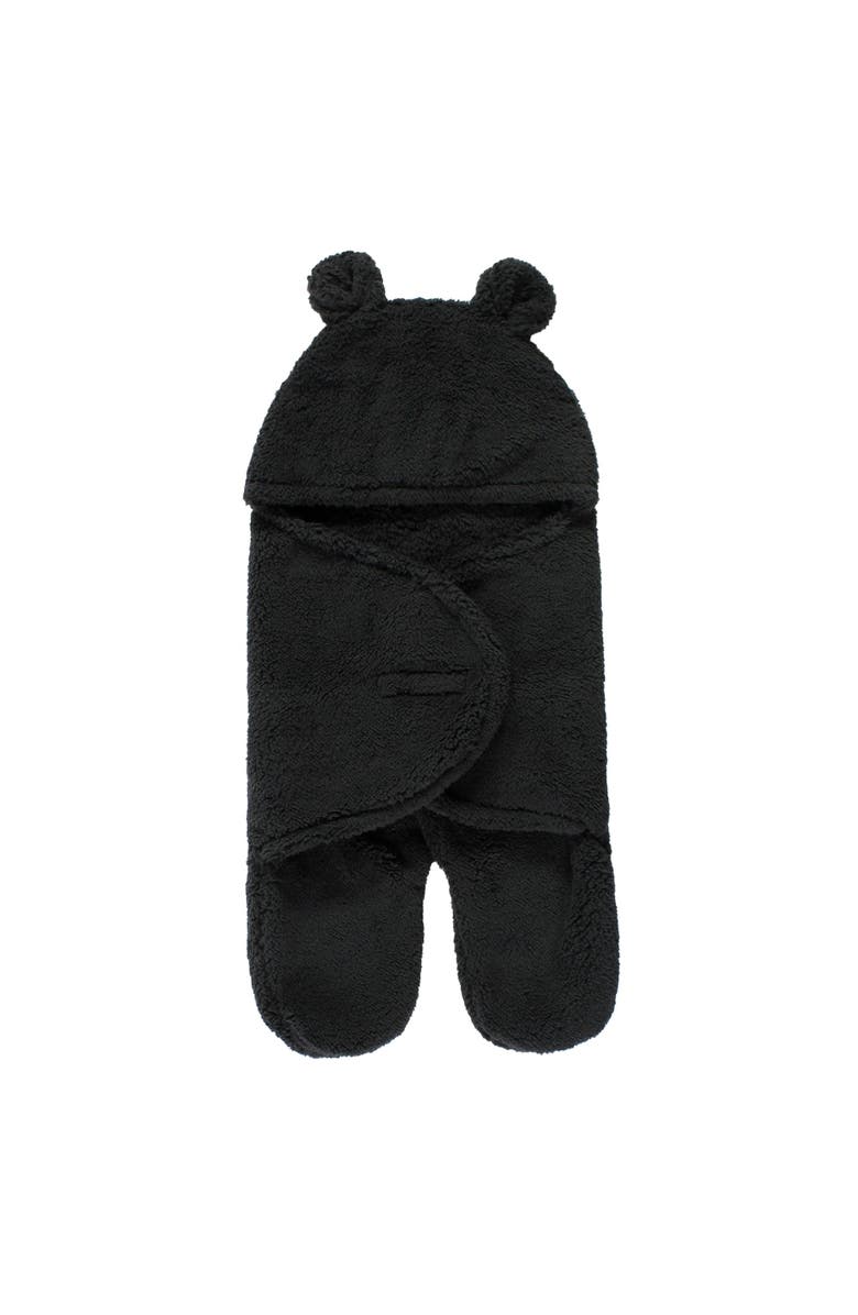 Hudson Baby Animal Fluffy Baby Outdoor Stroller Sack Wrap, Main, color, Black