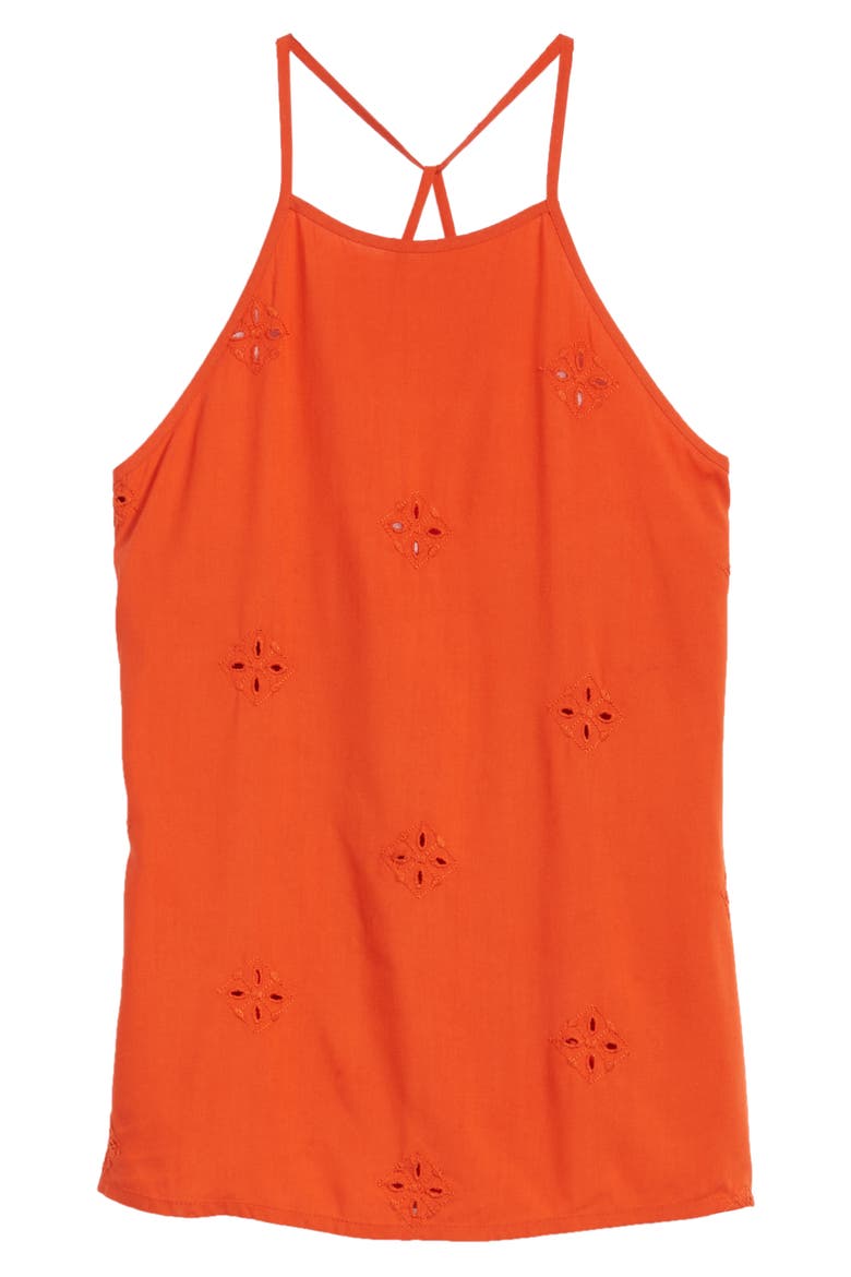 Schiffli Embroidered Tank, Alternate, color, ORANGE CLAY