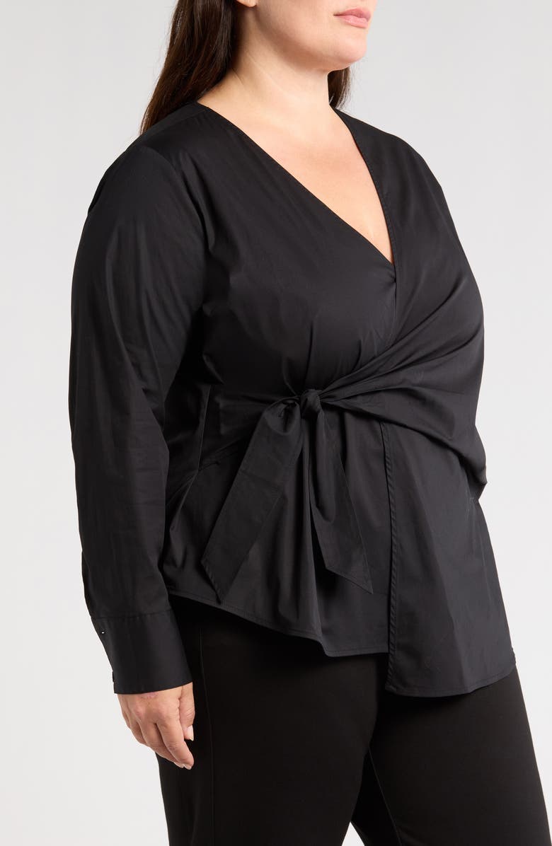 Universal Standard Front Wrap Poplin Shirt, Alternate, color,