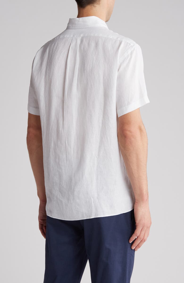 Brooks Brothers Regular Fit Short Sleeve Linen Button-Down Shirt, Alternate, color, White