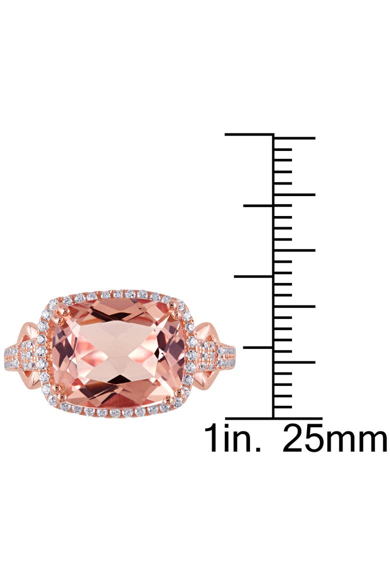 Morganite & Cubic Zirconia Halo Ring, Alternate, color, Simulated Morganite