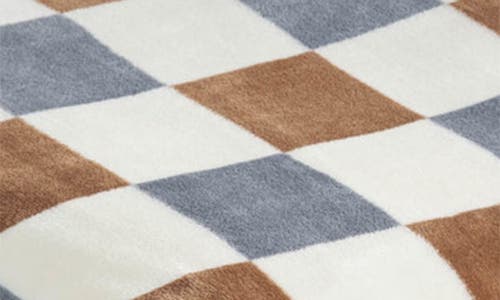 Jessica Simpson Plush Fleece Throw Blanket In Rust/grey