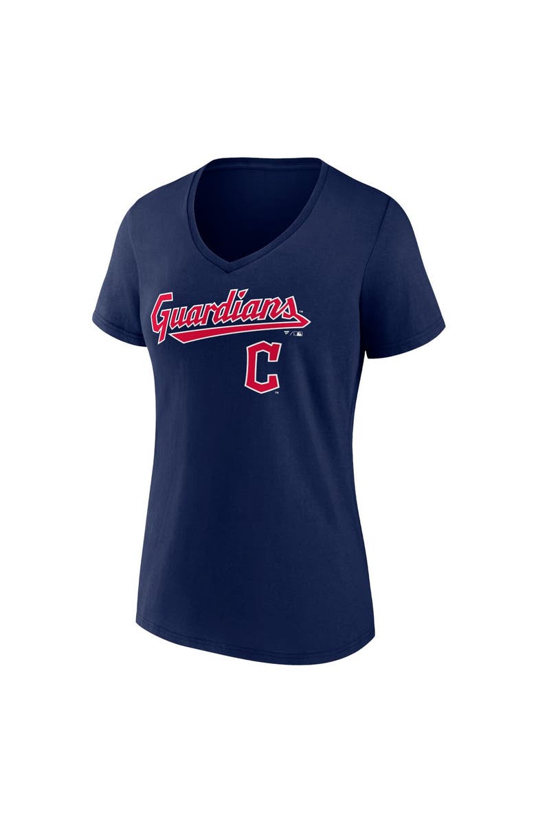 FANATICS Women's Fanatics Branded Navy Cleveland Guardians Team Lockup V-Neck T-Shirt, Alternate, color, 