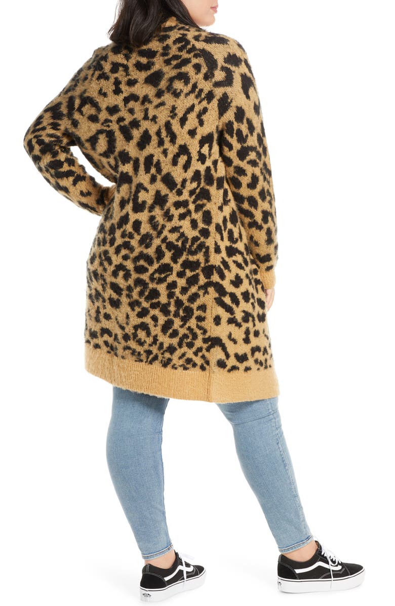 BP. Long Leopard Jacquard Cardigan, Alternate, color,