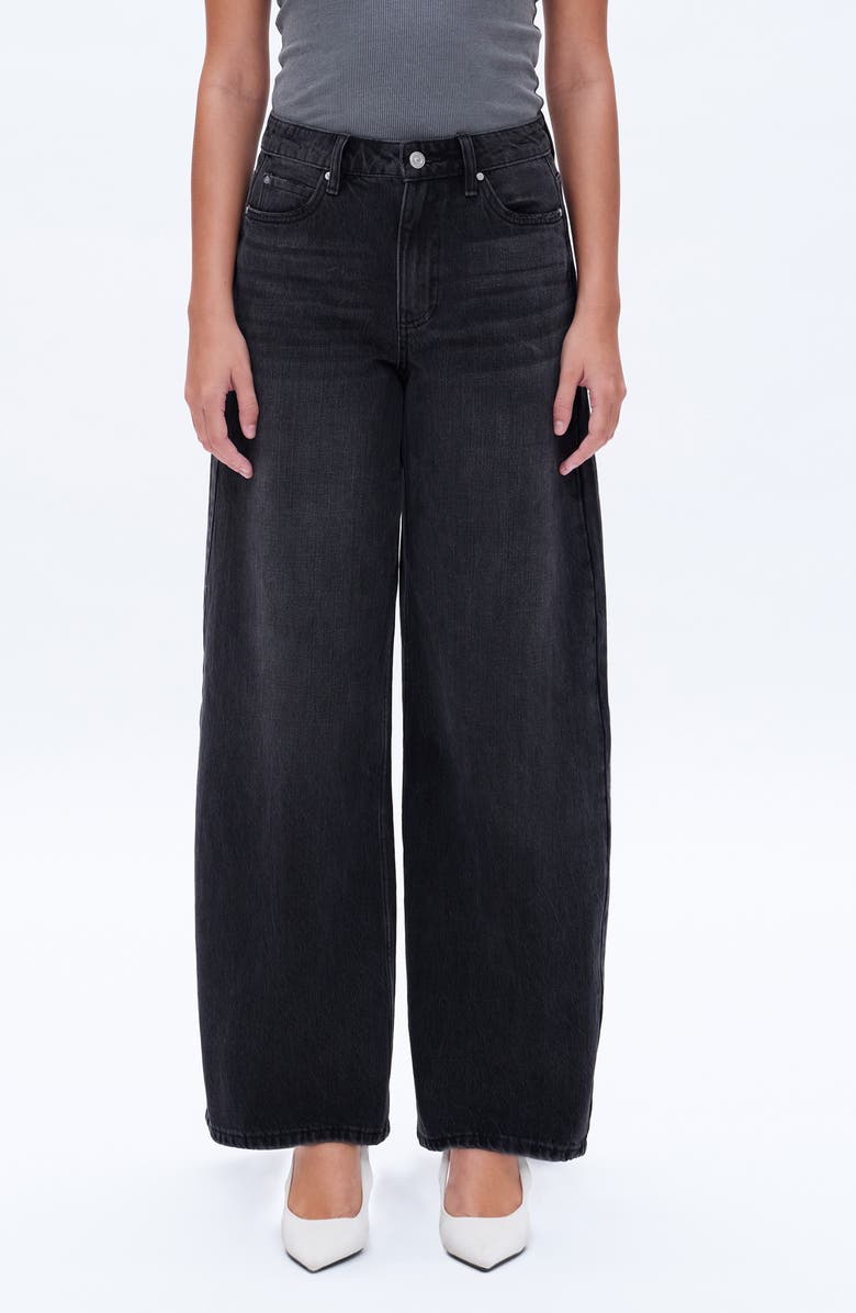 Bayeas Daisy High Waist Wide Leg Jeans, Main, color, Black