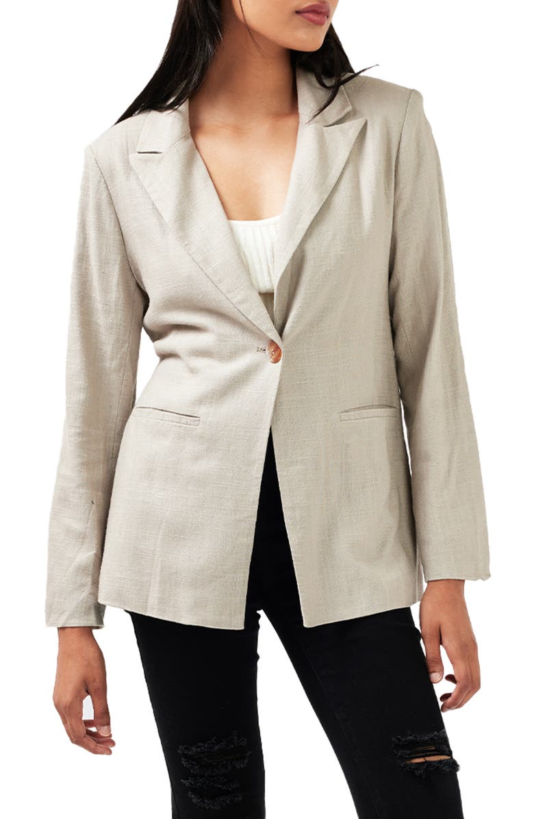 Belle & Bloom Synergy Wrap Tie Waist Blazer, Main, color, Warm Grey
