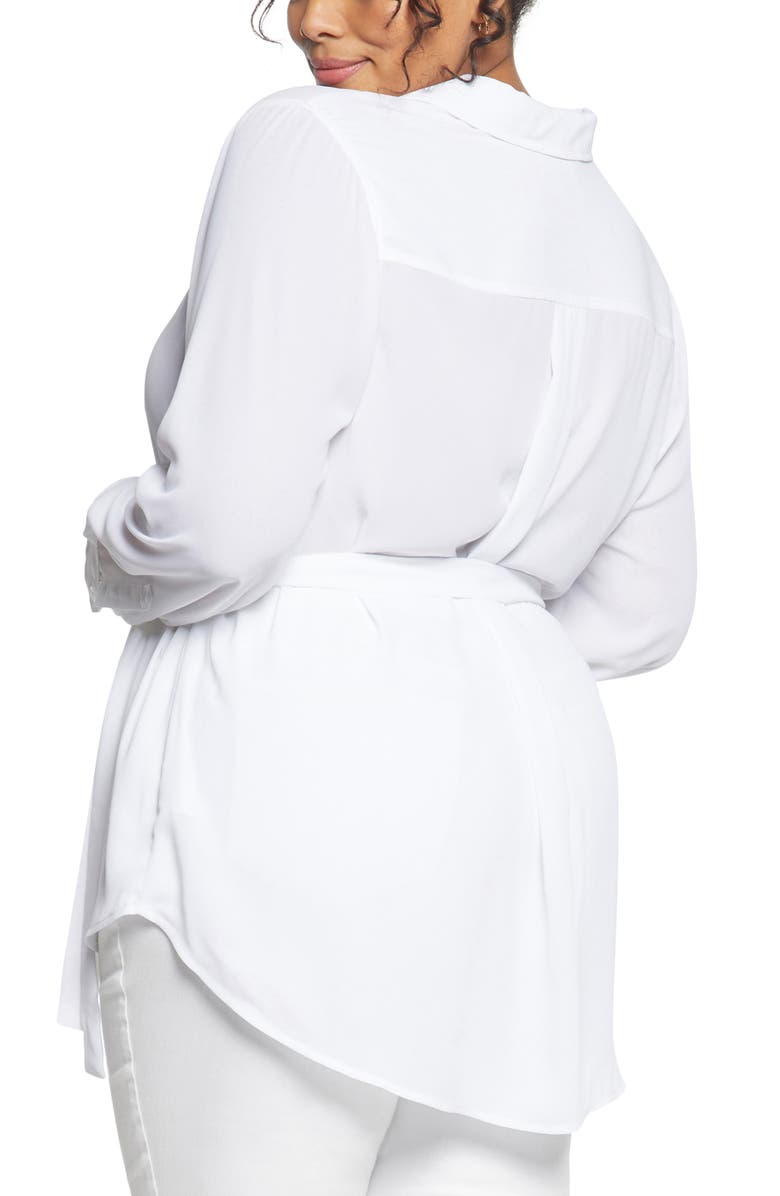 NYDJ Belted Tunic Blouse, Alternate, color, Optic White