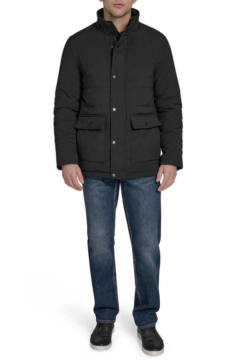 Stretch Crinkle Quilted Jacket, Alternate, color, BLACK