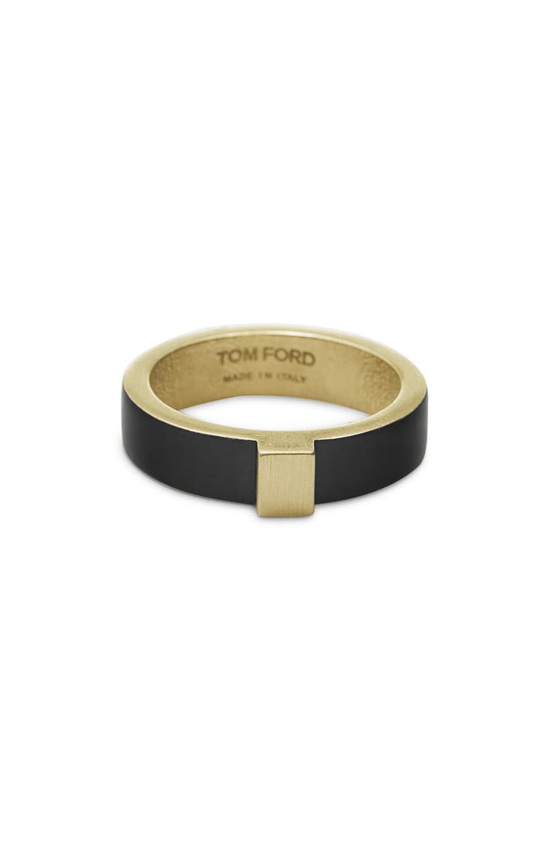 TOM FORD Brass Thin Ring, Main, color, Black