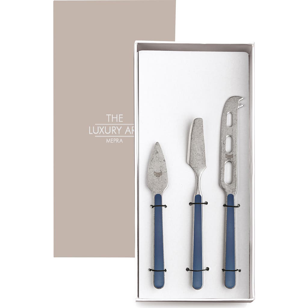 Mepra Fantasia Pewter Cheese Knives In Blue