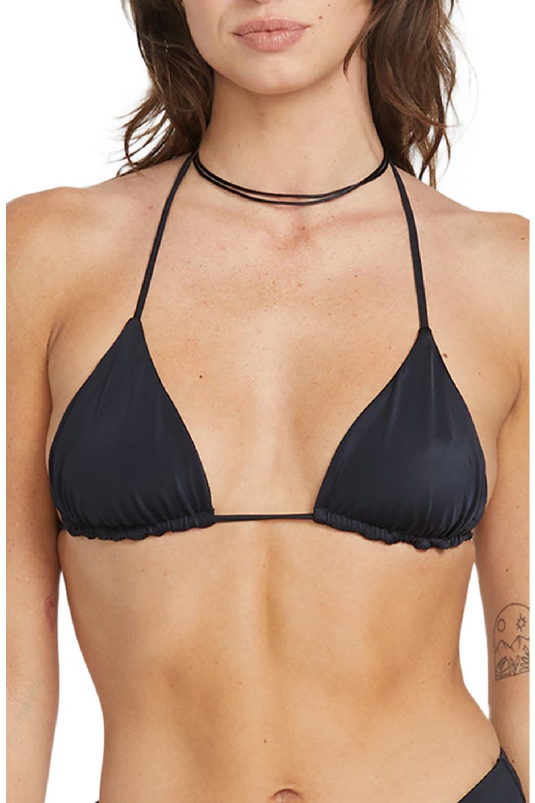 Simply Seamless Triangle Bikini Top, Main, color, BLACK