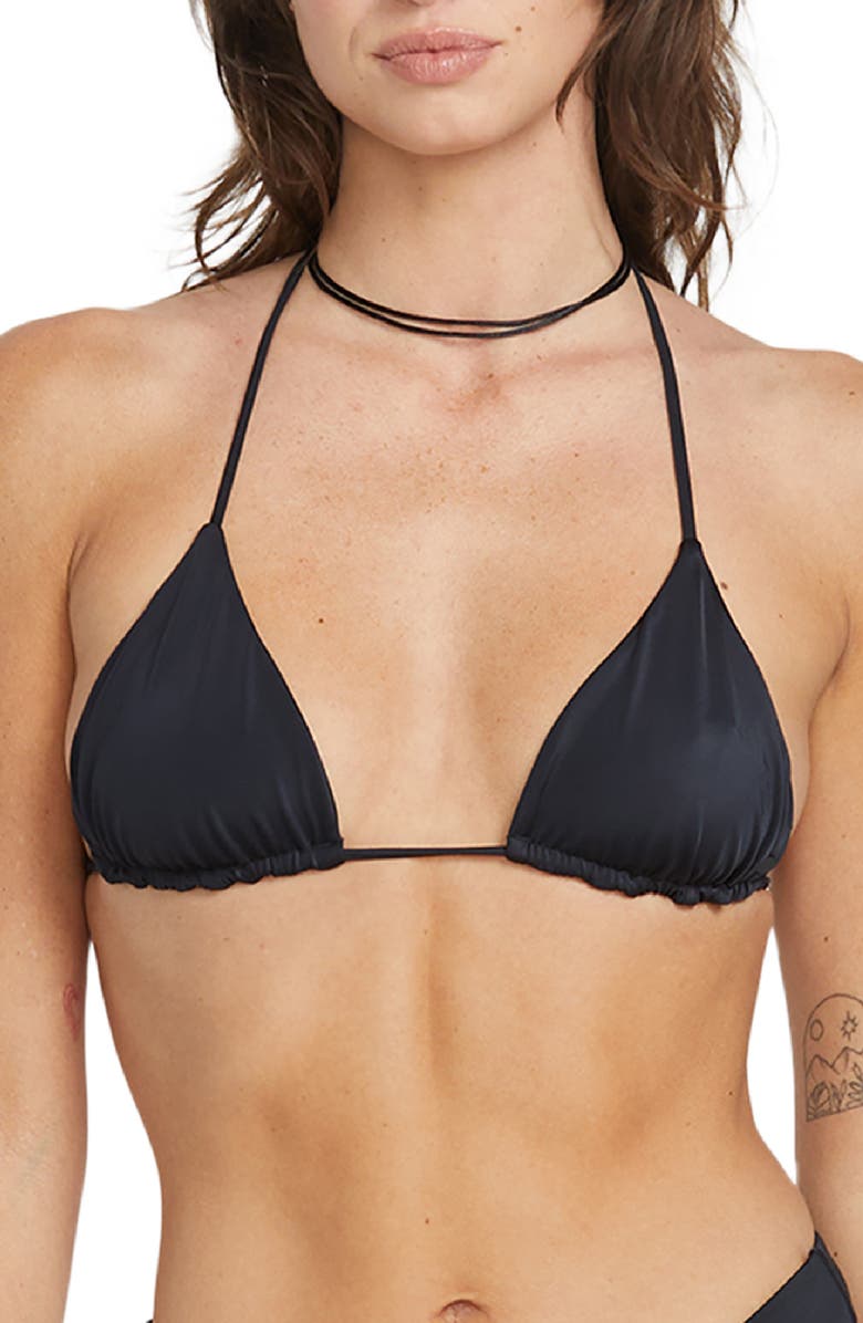 Volcom Simply Seamless Triangle Bikini Top, Main, color, 