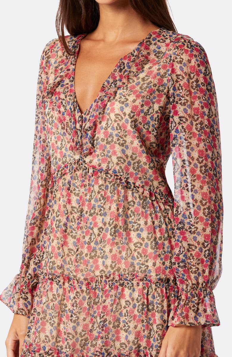 Joie Adanson Floral Long Sleeve Silk Minidress, Alternate, color, 