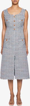 Santorelli Fanny Sleeveless Midi Sheath Dress in Luxury Tweed with Lurex