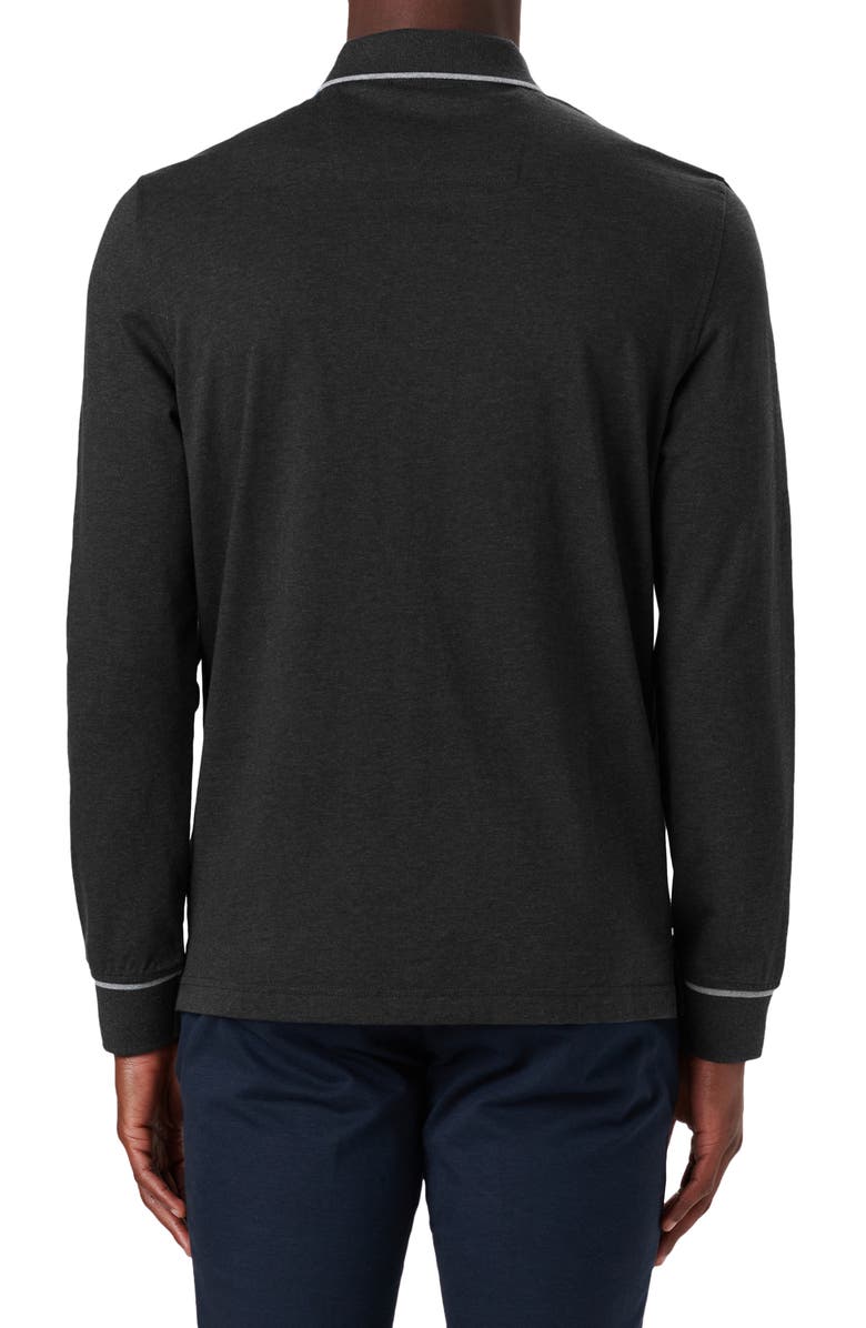 Bugatchi Tipped Long Sleeve Quarter Zip Polo, Alternate, color, 