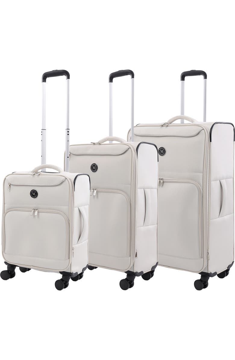 MARTHA STEWART 3-Piece Softside Luggage Set - 22" Carry-On, 27" Medium, 31" Large - 8 Spinner Wheels, Expandable Softshell, Main, color, Light Grey